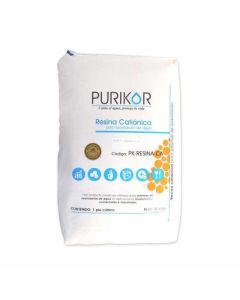 Resina catiónica PURIKOR para Suavizador de gabinete con 1 ft³ en bulto de 22.6 Kgs.